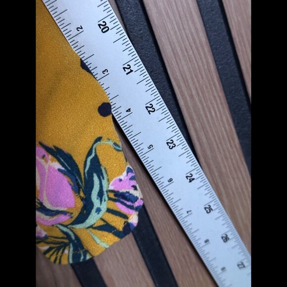 Free People Tunic Top Small Womens Yellow V Neck Flowy Long Sleeve Blouse - Picture 5 of 7